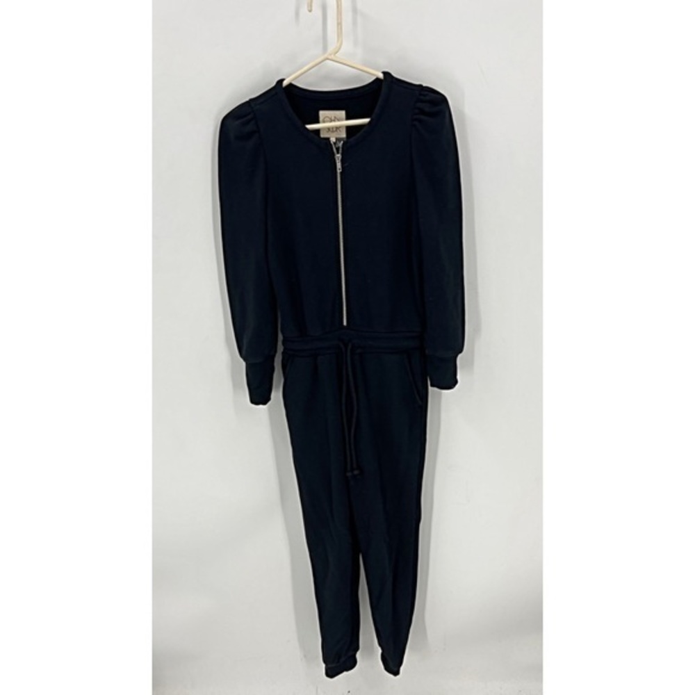 Chaser black zip front cotton jogger jumpsuit XS